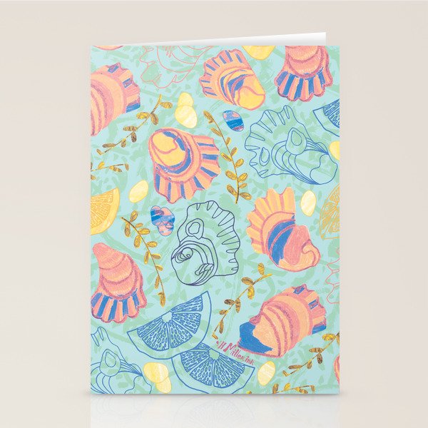 Coastal Oysters on the Beach in Seafoam Green Stationery Card Gallery Image 2