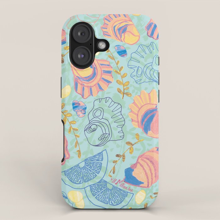Coastal Oysters on the Beach in Seafoam Green iPhone Case Gallery Image 1