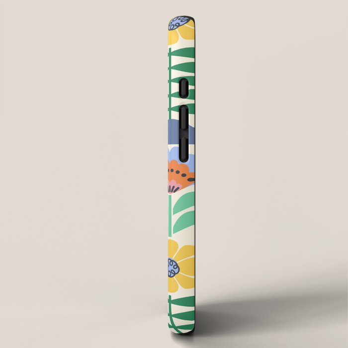 Retro Folk and Floral Colorful Pastel Flower Grid Cream iPhone Case Gallery Image 2