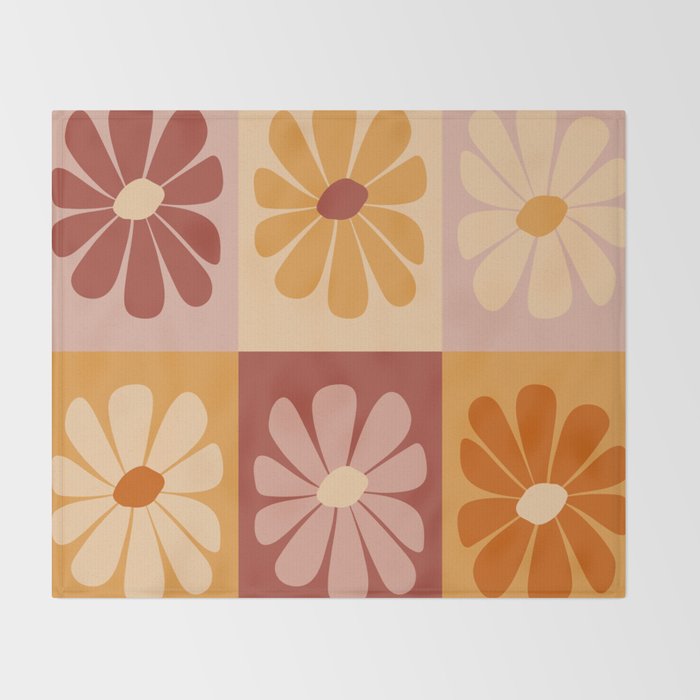 70's Daisy Bloom  Throw Blanket Gallery Image 2