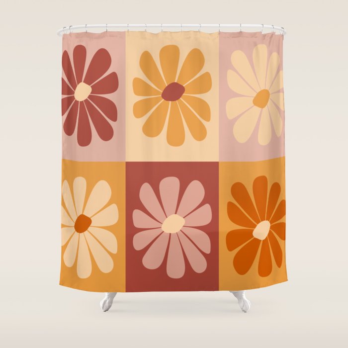 70's Daisy Bloom  Shower Curtain Gallery Image 1