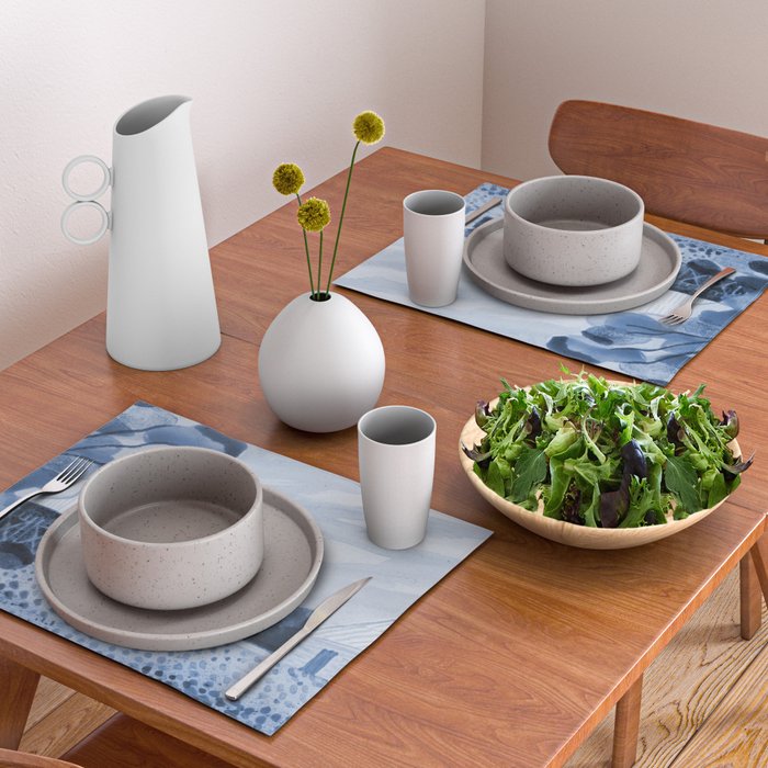 Rustic Country Barn Painting in Navy Blue Placemat Gallery Image 2