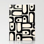 Mid Century Modern Piquet Multi Abstract Retro Geometric Pattern in Black and Cream Stationery Card Gallery Image 2