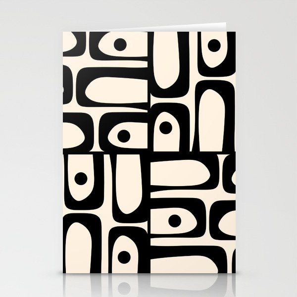 Mid Century Modern Piquet Multi Abstract Retro Geometric Pattern in Black and Cream Stationery Card Gallery Image 2