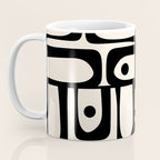 Mid Century Modern Piquet Multi Abstract Retro Geometric Pattern in Black and Cream Coffee Mug Gallery Image 3