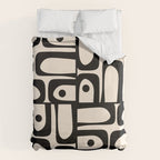Mid Century Modern Piquet Multi Abstract Retro Geometric Pattern in Black and Cream Duvet Cover Gallery Image 6