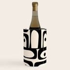 Mid Century Modern Piquet Multi Abstract Retro Geometric Pattern in Black and Cream Wine Chiller Gallery Image 3