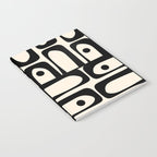 Mid Century Modern Piquet Multi Abstract Retro Geometric Pattern in Black and Cream Notebook Gallery Image 2