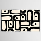 Mid Century Modern Piquet Multi Abstract Retro Geometric Pattern in Black and Cream Tablecloth Gallery Image 2