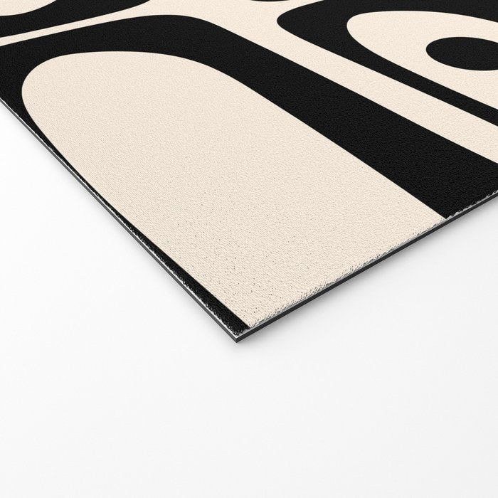 Mid Century Modern Piquet Multi Abstract Retro Geometric Pattern in Black and Cream Welcome Mat Gallery Image 2