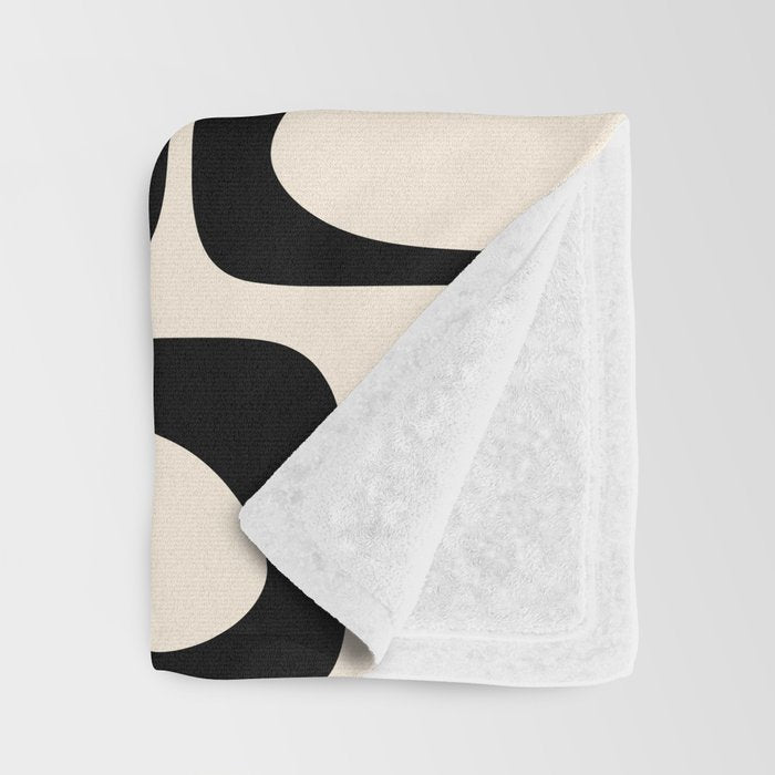 Mid Century Modern Piquet Multi Abstract Retro Geometric Pattern in Black and Cream Throw Blanket Gallery Image 3