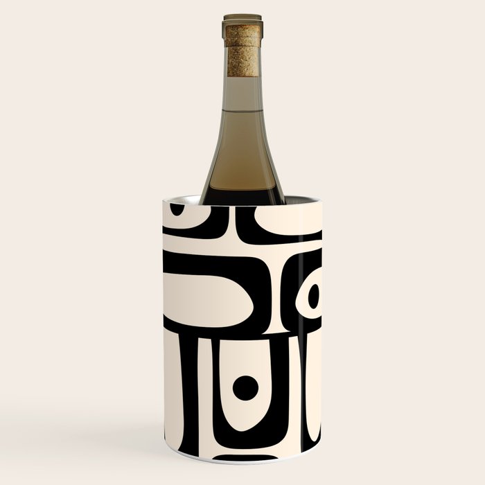 Mid Century Modern Piquet Multi Abstract Retro Geometric Pattern in Black and Cream Wine Chiller Gallery Image 2