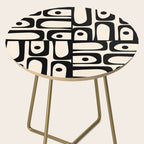 Mid Century Modern Piquet Multi Abstract Retro Geometric Pattern in Black and Cream Side Table Gallery Image 2