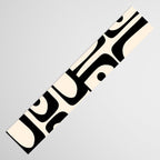 Mid Century Modern Piquet Multi Abstract Retro Geometric Pattern in Black and Cream Table Runner Gallery Image 3