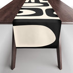 Mid Century Modern Piquet Multi Abstract Retro Geometric Pattern in Black and Cream Table Runner Gallery Image 1