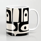 Mid Century Modern Piquet Multi Abstract Retro Geometric Pattern in Black and Cream Coffee Mug Gallery Image 1
