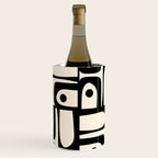 Mid Century Modern Piquet Multi Abstract Retro Geometric Pattern in Black and Cream Wine Chiller Gallery Image 1