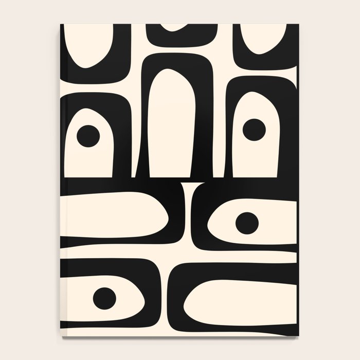 Mid Century Modern Piquet Multi Abstract Retro Geometric Pattern in Black and Cream Notebook Gallery Image 4
