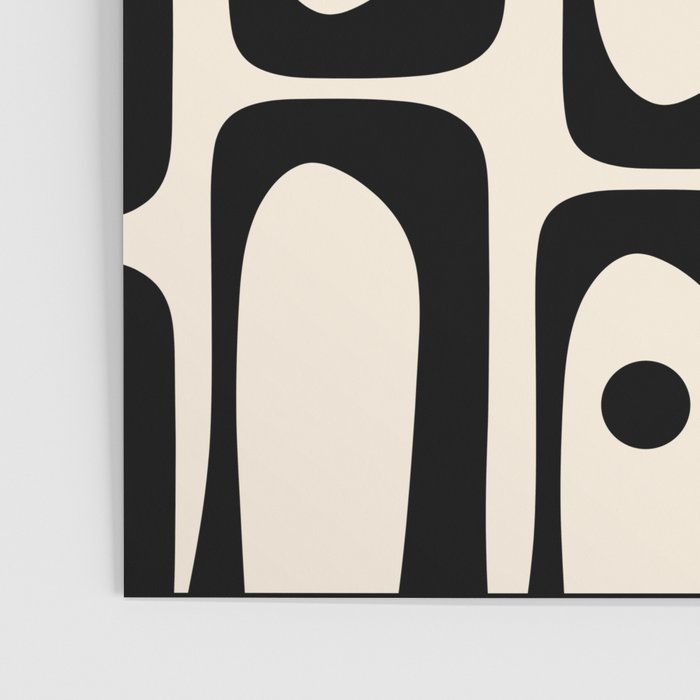 Mid Century Modern Piquet Multi Abstract Retro Geometric Pattern in Black and Cream Poster Gallery Image 3