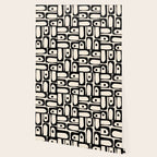 Mid Century Modern Piquet Multi Abstract Retro Geometric Pattern in Black and Cream Wallpaper Gallery Image 2