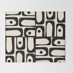 Mid Century Modern Piquet Multi Abstract Retro Geometric Pattern in Black and Cream Throw Blanket Gallery Image 2