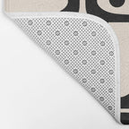 Mid Century Modern Piquet Multi Abstract Retro Geometric Pattern in Black and Cream Bath Mat Gallery Image 2