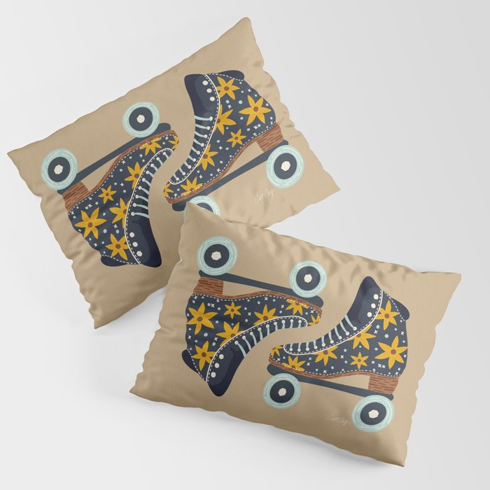 Retro Roller Skates - Teal & Yellow Palette Pillow Sham Gallery Image 3