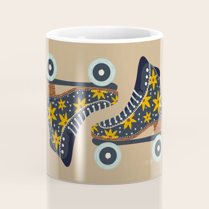 Retro Roller Skates - Teal & Yellow Palette Coffee Mug Gallery Image 4