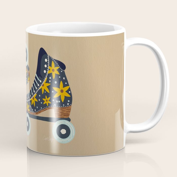 Retro Roller Skates - Teal & Yellow Palette Coffee Mug Gallery Image 1