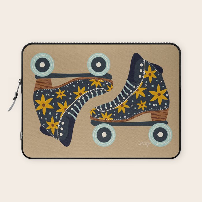 Retro Roller Skates - Teal & Yellow Palette Laptop Sleeve Gallery Image 1