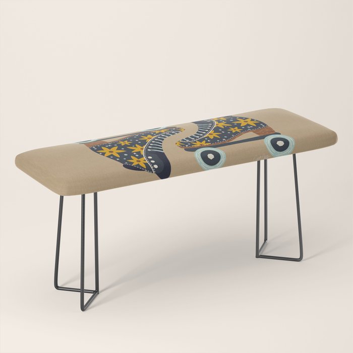 Retro Roller Skates - Teal & Yellow Palette Bench Gallery Image 1