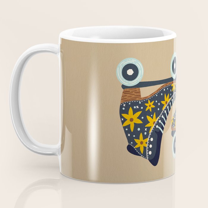 Retro Roller Skates - Teal & Yellow Palette Coffee Mug Gallery Image 3