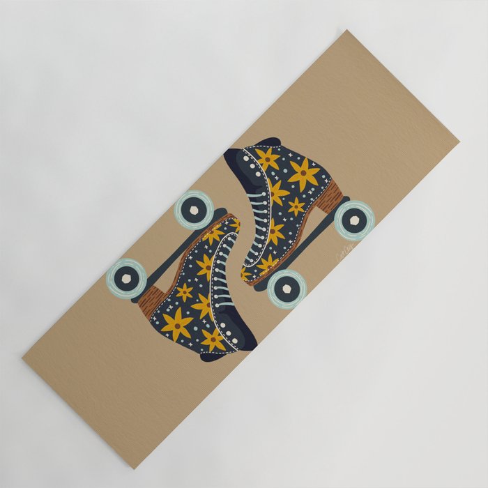 Retro Roller Skates - Teal & Yellow Palette Yoga Mat Gallery Image 1