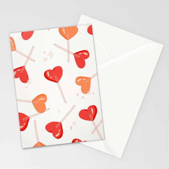 Heart Lollipops - Peach Palette Stationery Card Gallery Image 2