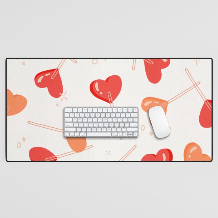 Heart Lollipops - Peach Palette Desk Mat Gallery Image 1