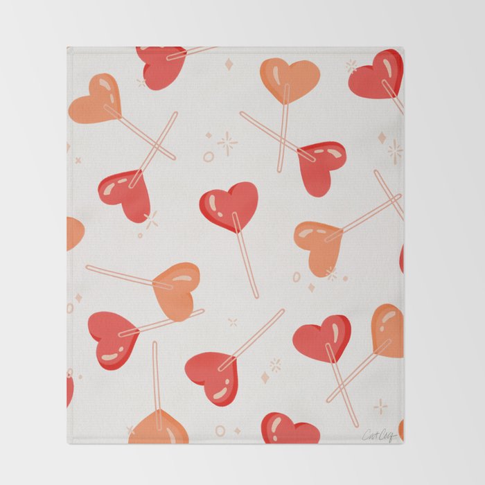 Heart Lollipops - Peach Palette Throw Blanket Gallery Image 2