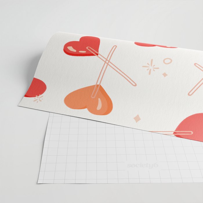 Heart Lollipops - Peach Palette Wrapping Paper Gallery Image 2
