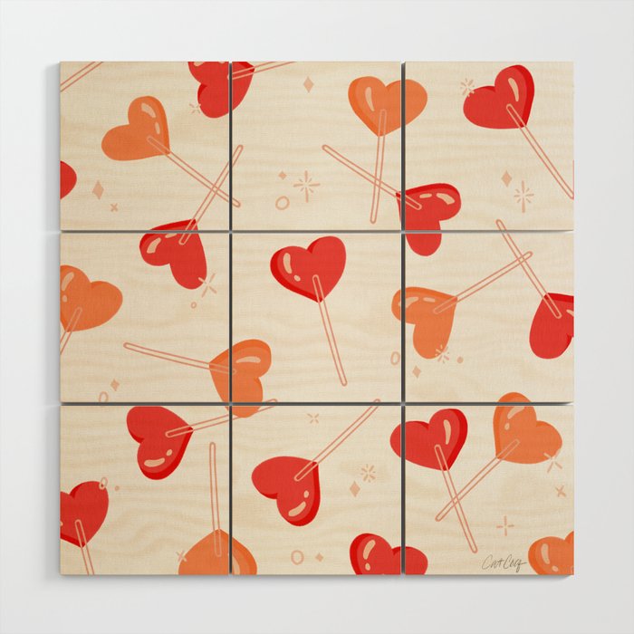 Heart Lollipops - Peach Palette Wood Wall Art Gallery Image 1