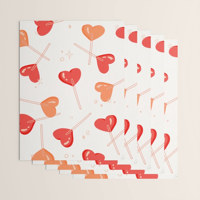Heart Lollipops - Peach Palette Wrapping Paper Gallery Image 3