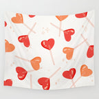 Heart Lollipops - Peach Palette Wall Tapestry Gallery Image 4