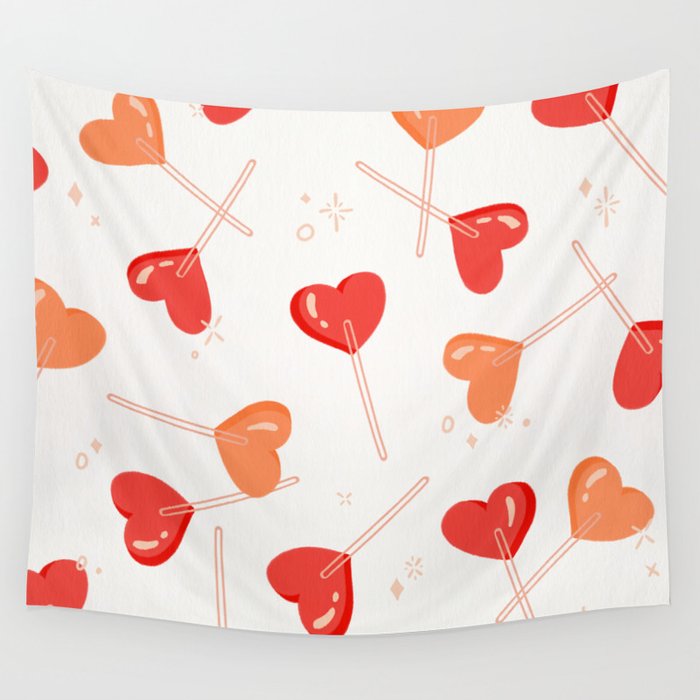 Heart Lollipops - Peach Palette Wall Tapestry Gallery Image 4