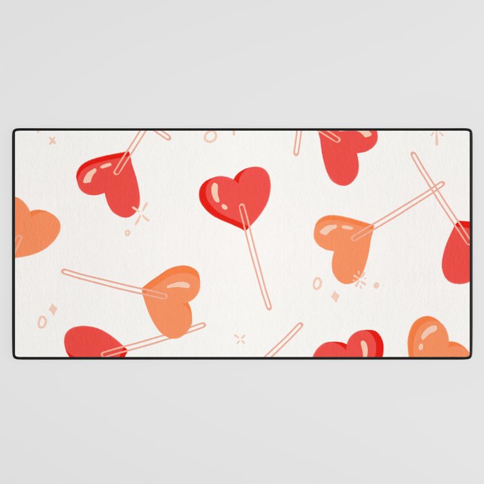 Heart Lollipops - Peach Palette Desk Mat Gallery Image 3