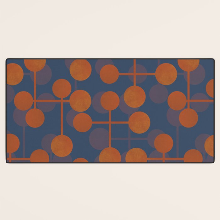 blue and orange midcentury dots pattern Desk Mat Gallery Image 3
