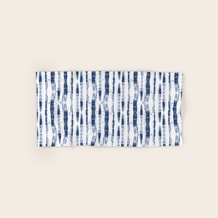 Shibori Stripes 2 Indigo Blue Bath Towel Gallery Image 1