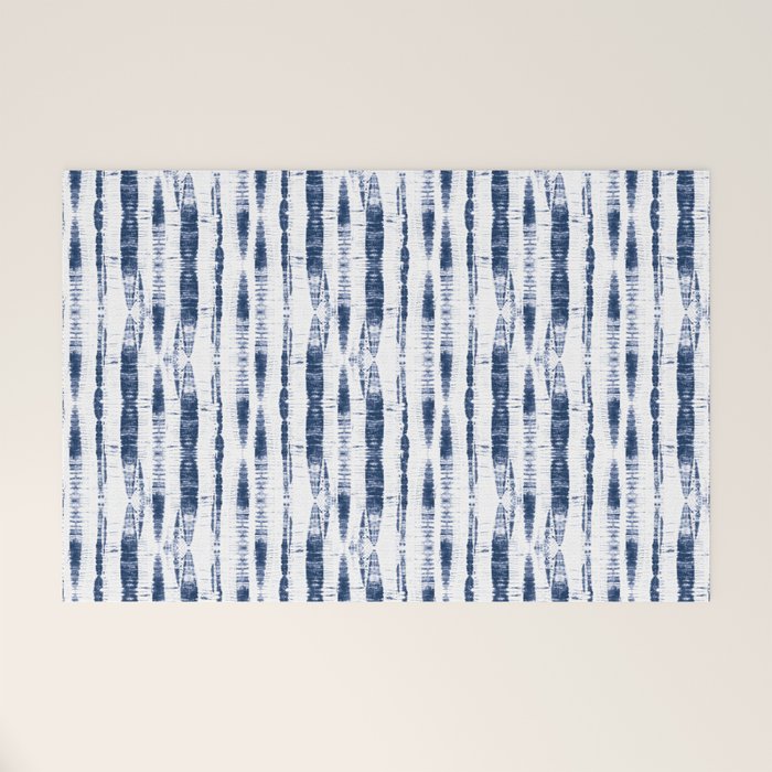 Shibori Stripes 2 Indigo Blue Welcome Mat Gallery Image 1