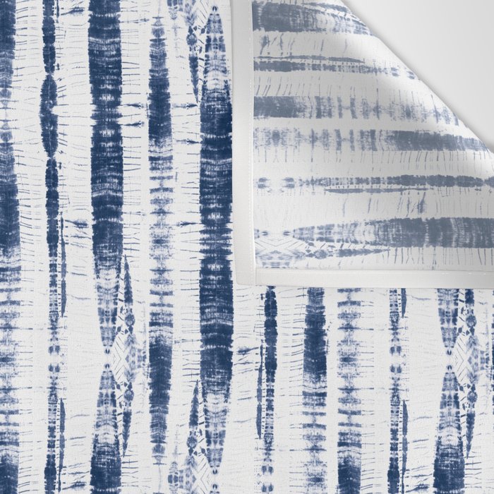 Shibori Stripes 2 Indigo Blue Wall Tapestry Gallery Image 3