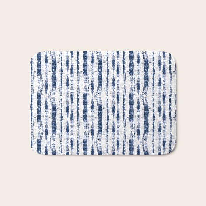 Shibori Stripes 2 Indigo Blue Bath Mat Gallery Image 1