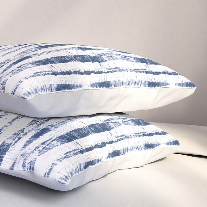 Shibori Stripes 2 Indigo Blue Pillow Sham Gallery Image 3