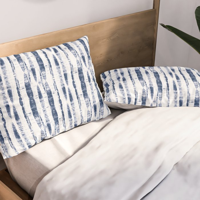 Shibori Stripes 2 Indigo Blue Pillow Sham Gallery Image 2