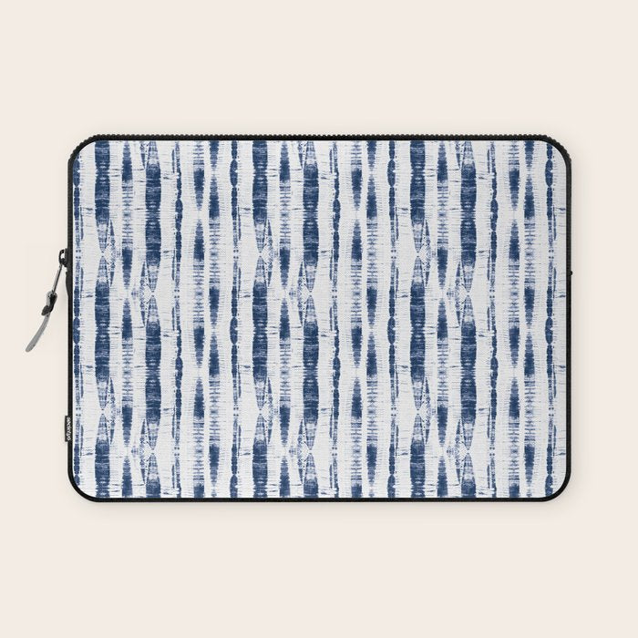 Shibori Stripes 2 Indigo Blue Laptop Sleeve Gallery Image 1